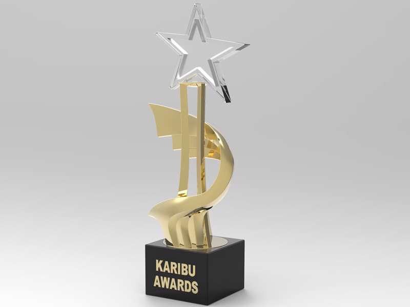 Diecast Metal Trophy with Crystal Star